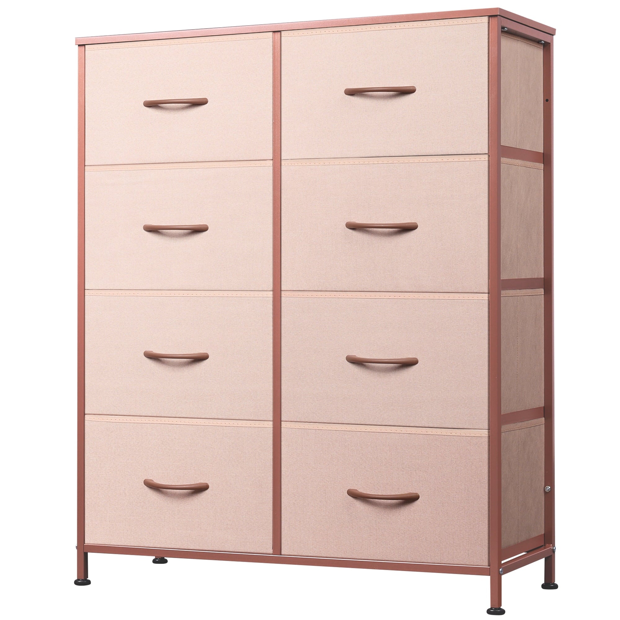 GALAXHERO Tall 8-Drawer Fabric Dresser, Double Storage Tower with Bins, Chest of Drawers for Bedroom, Closet, Living Room, Hallway, Charcoal Black Wood Grain Print