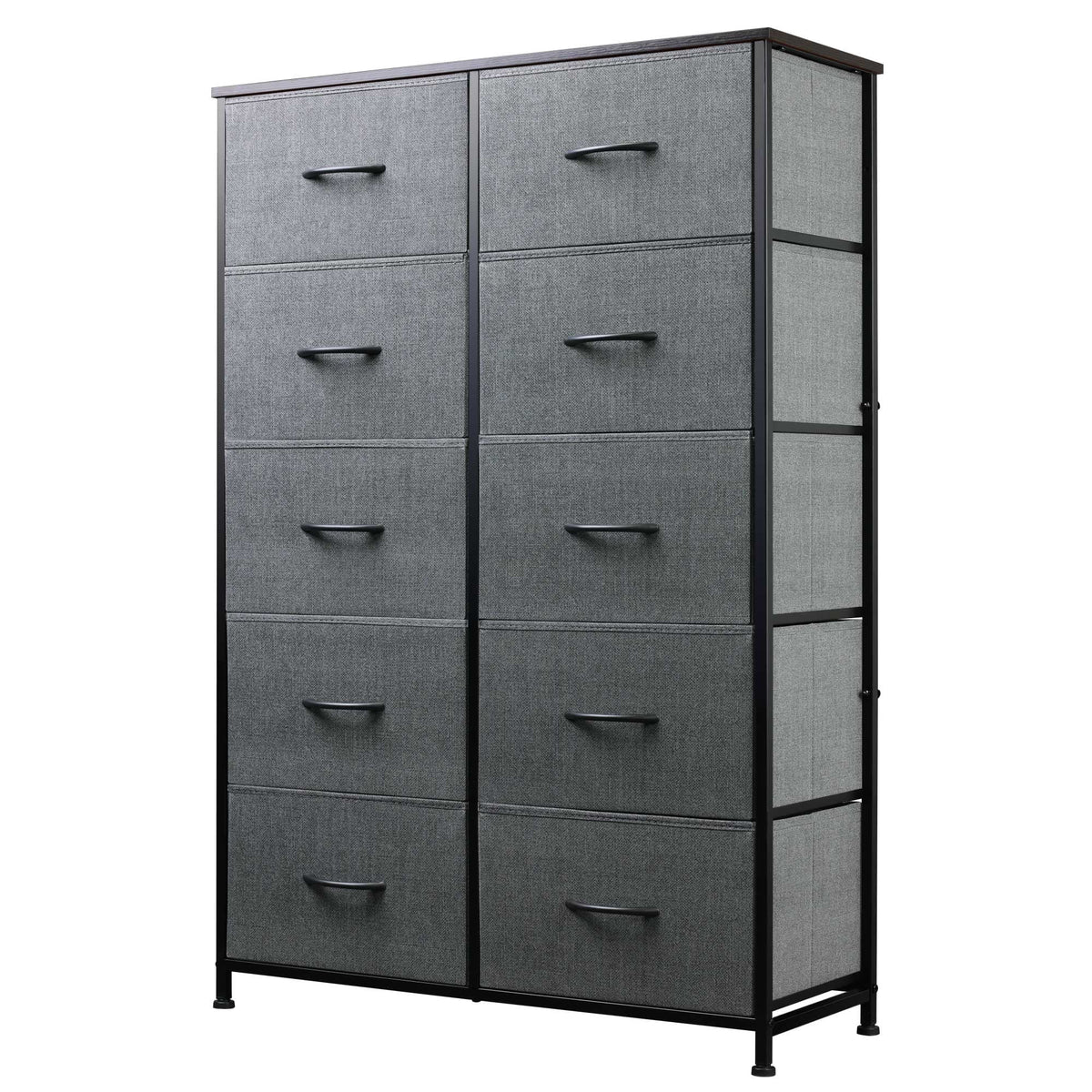 GALAXHERO Tall Dresser 10 Fabric Drawers, Storage Tower with Cabinet, Metal Frame, Wooden Top, Organizer Units for Bedroom, Living Room, Closet, Clothing