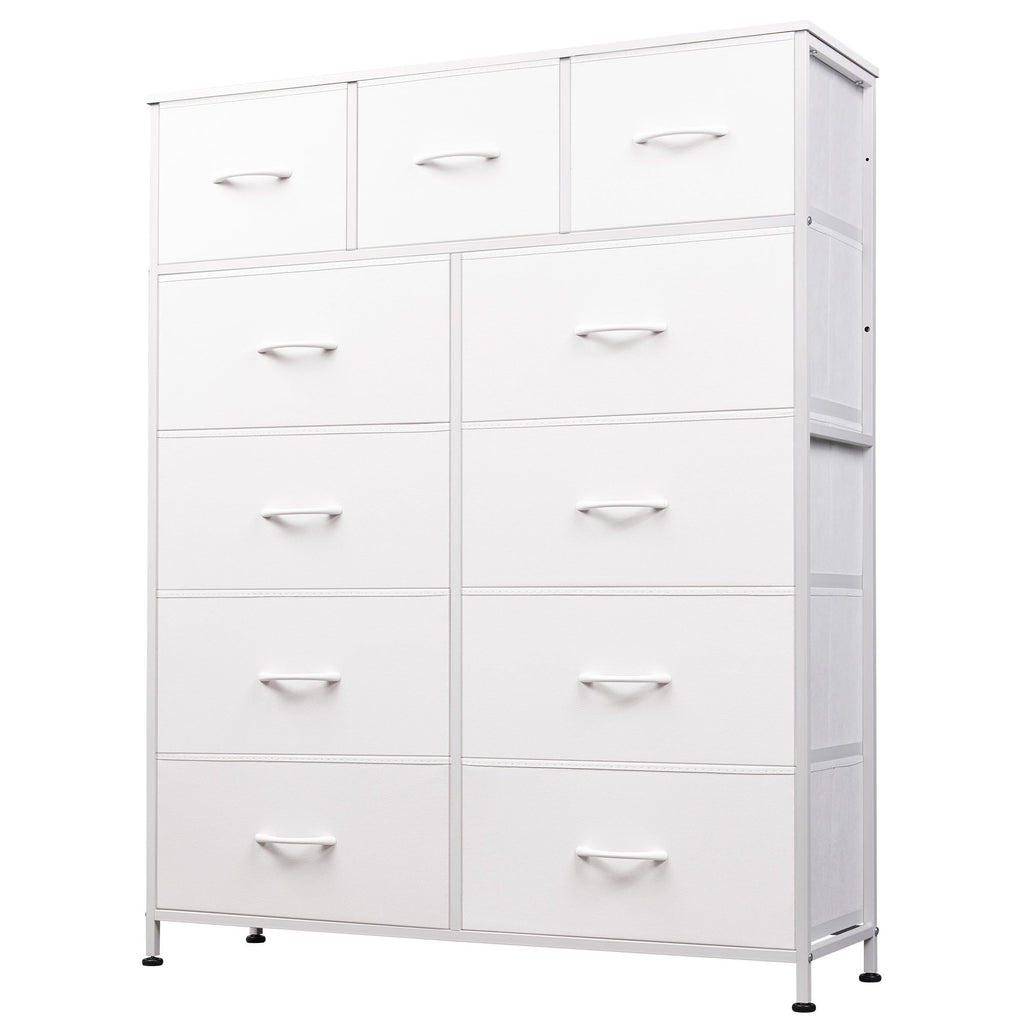 GALAXHERO Tall Dresser with 11 Fabric Drawers, Storage Chest for Bedroom, Closet, Hallway, Steel Frame, Wood Top，Rustic Brown Wood Grain Print