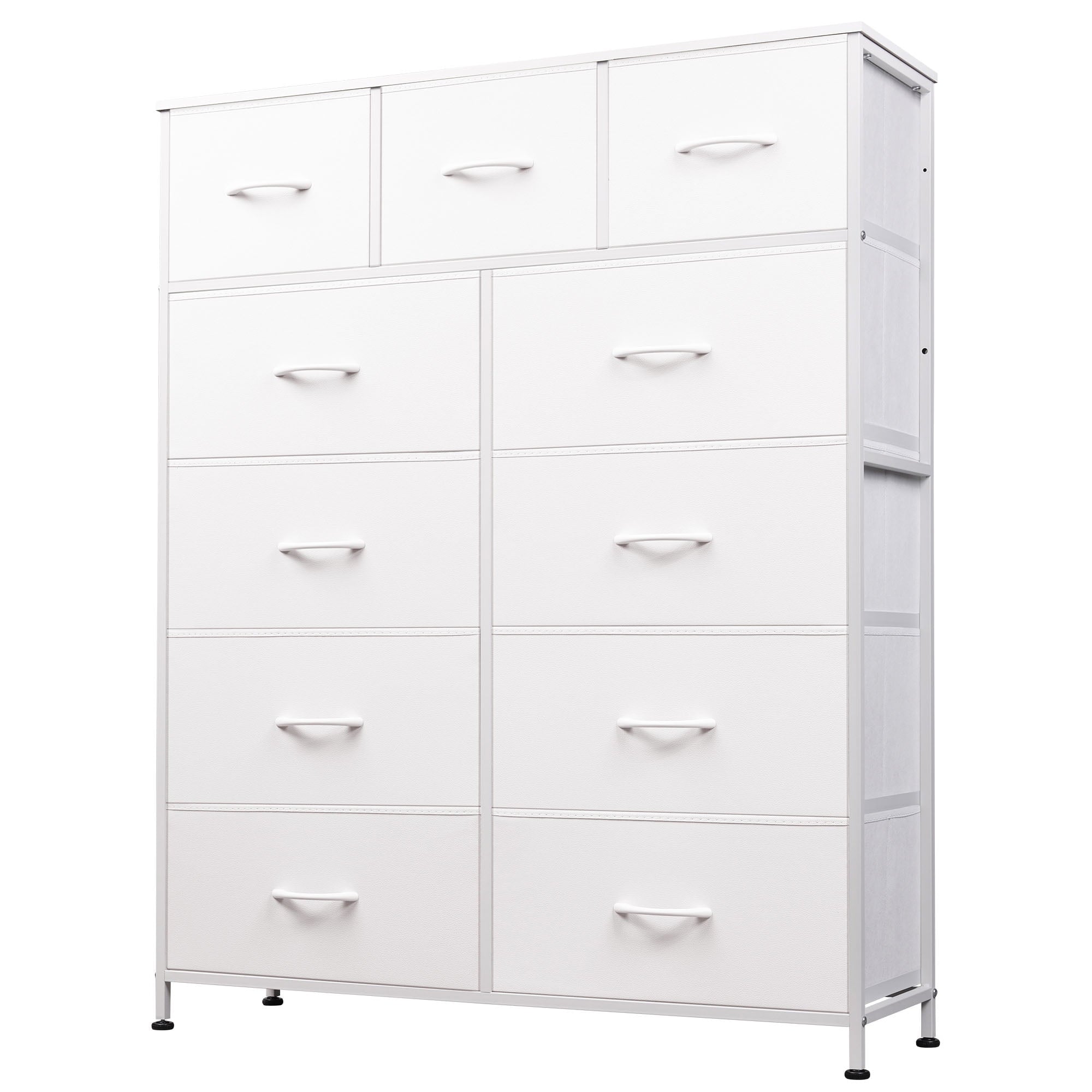 GALAXHERO Tall Dresser with 11 Fabric Drawers, Storage Chest for Bedroom, Closet, Hallway, Steel Frame, Wood Top，Rustic Brown Wood Grain Print