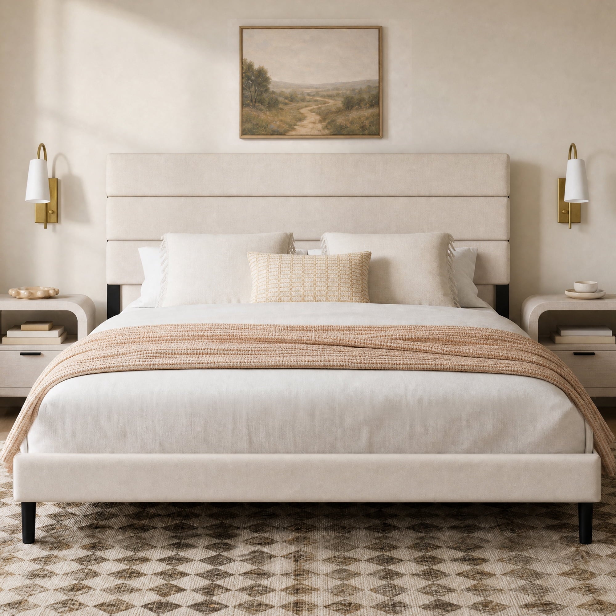GALAXHERO Upholstered Bed Frame, King Size Bed Frame with Headboard, Platform Bed with Wood Slats, 1500LBS Mattress Foundation, No Box Spring Needed, Easy Assembly, Velvet