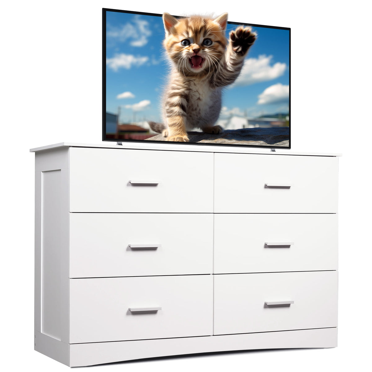 GALAXHERO Dresser with 6 Drawers, Wide Wooden Chest of Drawers for Bedroom, Large Storage Tower Unit, Modern Minimalist Closet Store Organizer for Living Room, Hallway