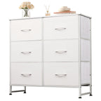 GALAXHERO 6 Drawer Dresser, Black Fabric Double Dresser, Storage Tower with Fabric Bins, Chest of Drawers for Bedroom, Closet, Living Room, Hallway,Charcoal Black Wood Grain Print