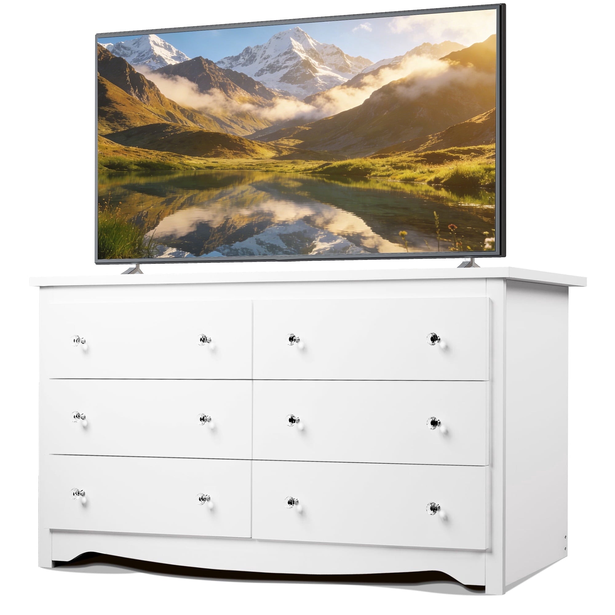 GALAXHERO Modern Wood Dresser with 6 Drawers – Wide Storage Chest for Bedroom, Living Roomloset, Hallway – Large Organizer Nightstand Unit, 59”W