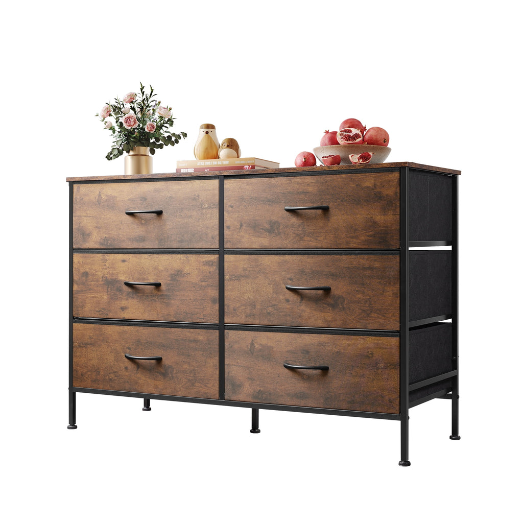 GALAXHERO 6-Drawer Fabric Dresser, 50-Inch TV Stand Wide Chest of Drawers for Bedroom, Closet, Living Room