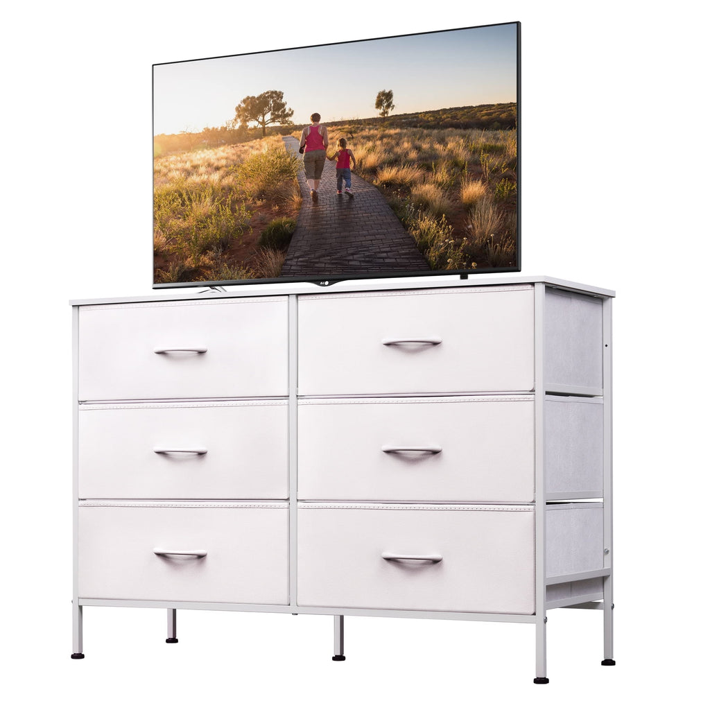 GALAXHERO 6-Drawer Fabric Dresser, 50-Inch TV Stand Wide Chest of Drawers for Bedroom, Closet, Living Room