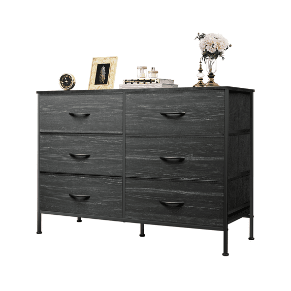 GALAXHERO 6-Drawer Fabric Dresser, 50-Inch TV Stand Wide Chest of Drawers for Bedroom, Closet, Living Room