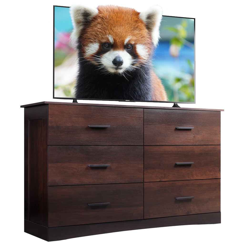 GALAXHERO Dresser with 6 Drawers, Wide Wooden Chest of Drawers for Bedroom, Large Storage Tower Unit, Modern Minimalist Closet Store Organizer for Living Room, Hallway