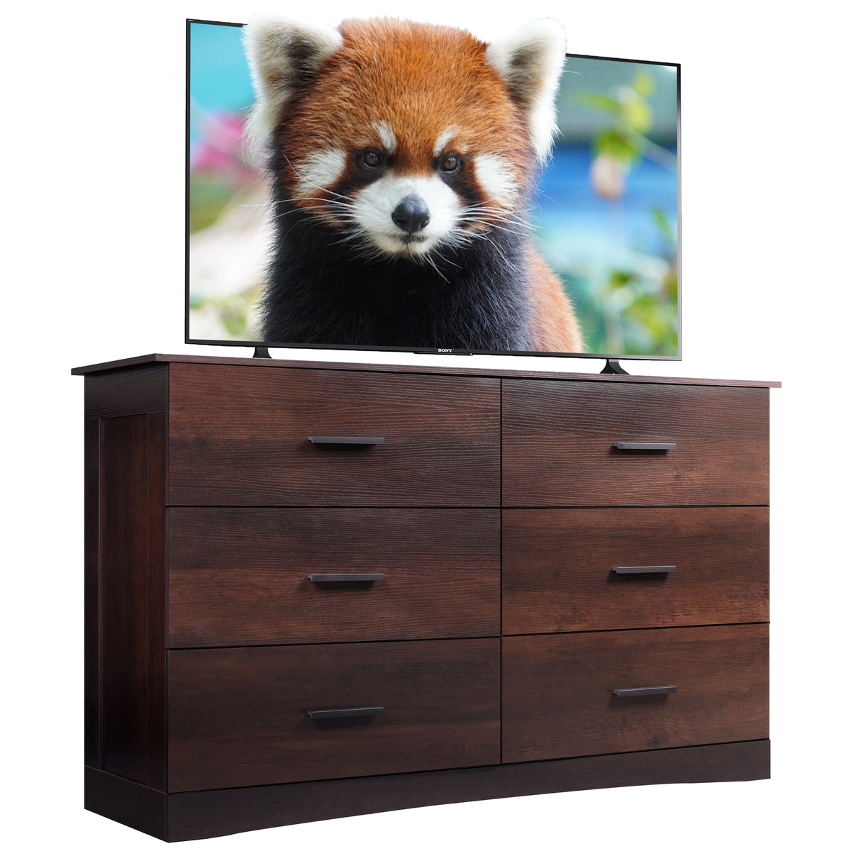 GALAXHERO Dresser with 6 Drawers, Wide Wooden Chest of Drawers for Bedroom, Large Storage Tower Unit, Modern Minimalist Closet Store Organizer for Living Room, Hallway