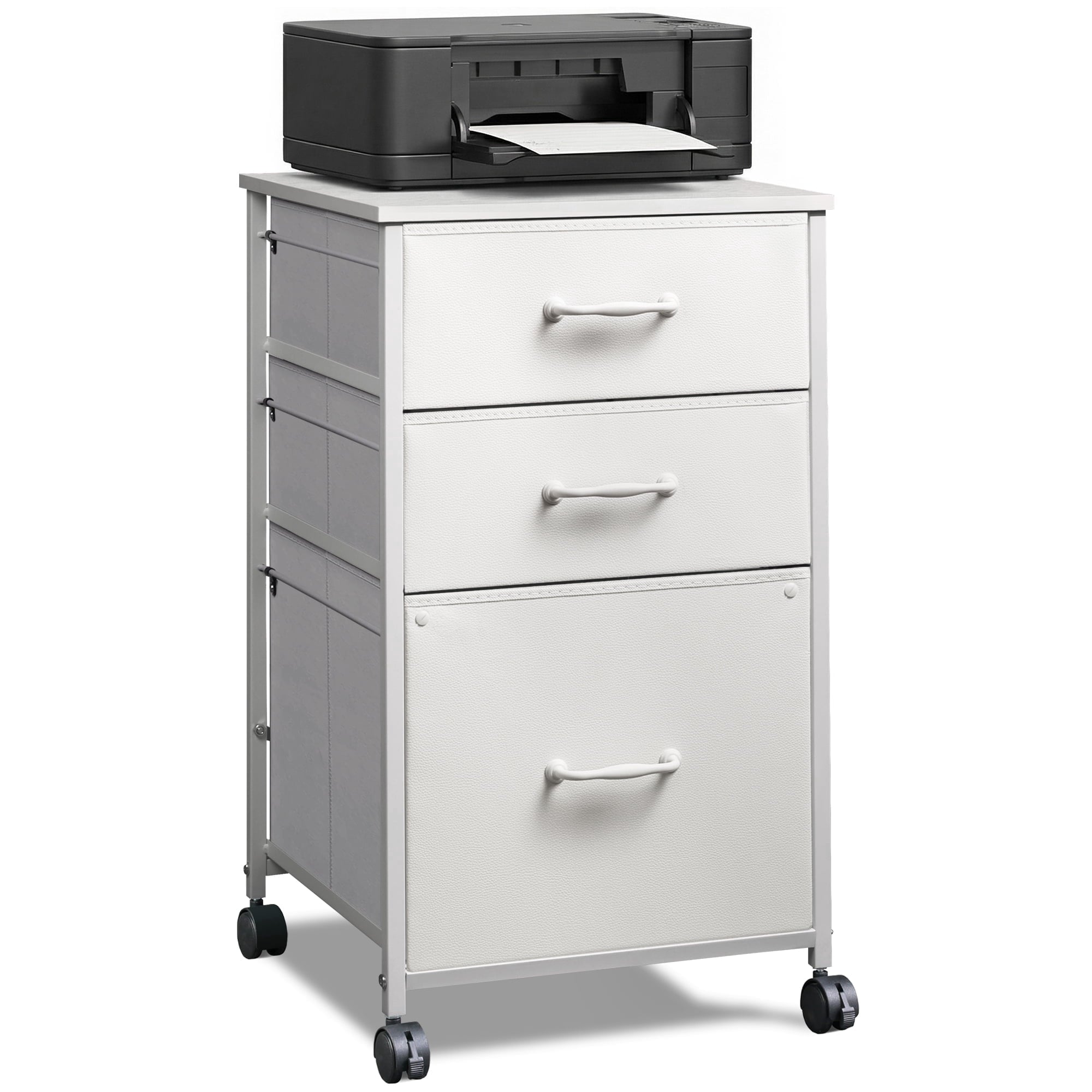 GALAXHERO 3 Drawers Mobile File Cabinet, Desk Table Cabinet Fits A4/Letter Size, Home Office Furniture,  Wood Grain