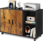 Office Storage Cabinet with Doors and Shelves, Lateral Printer Stand for Office Supplies and File Storage, Filing Cabinet for Home Office, White