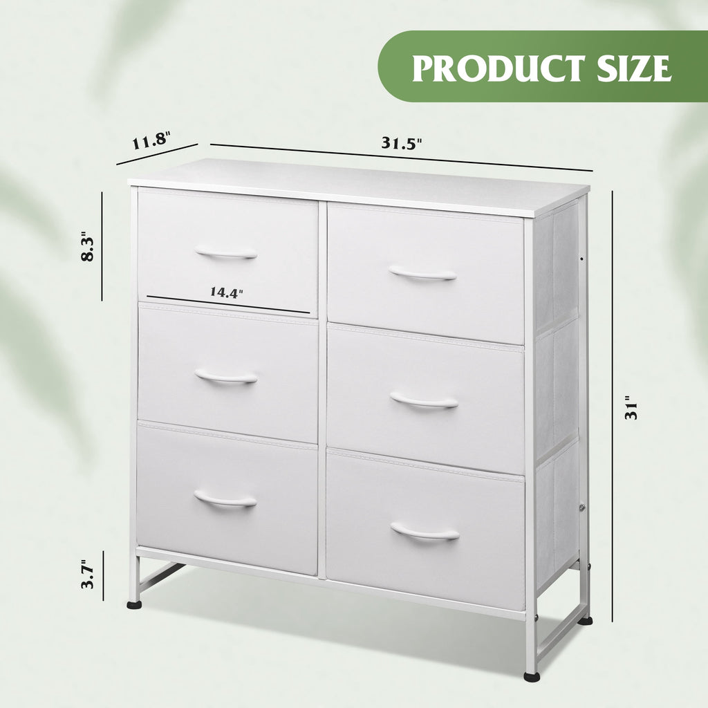 GALAXHERO 6 Drawer Dresser, Black Fabric Double Dresser, Storage Tower with Fabric Bins, Chest of Drawers for Bedroom, Closet, Living Room, Hallway