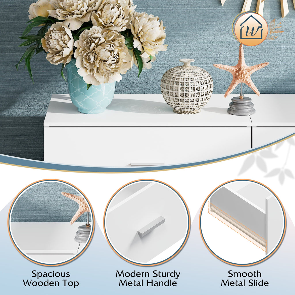 GALAXHERO 5 Drawers Dresser, Chest of Drawers for Bedroom, Tall Wood Storage Cabinet with Metal Handle for Living Room, Closet, Hallway, White