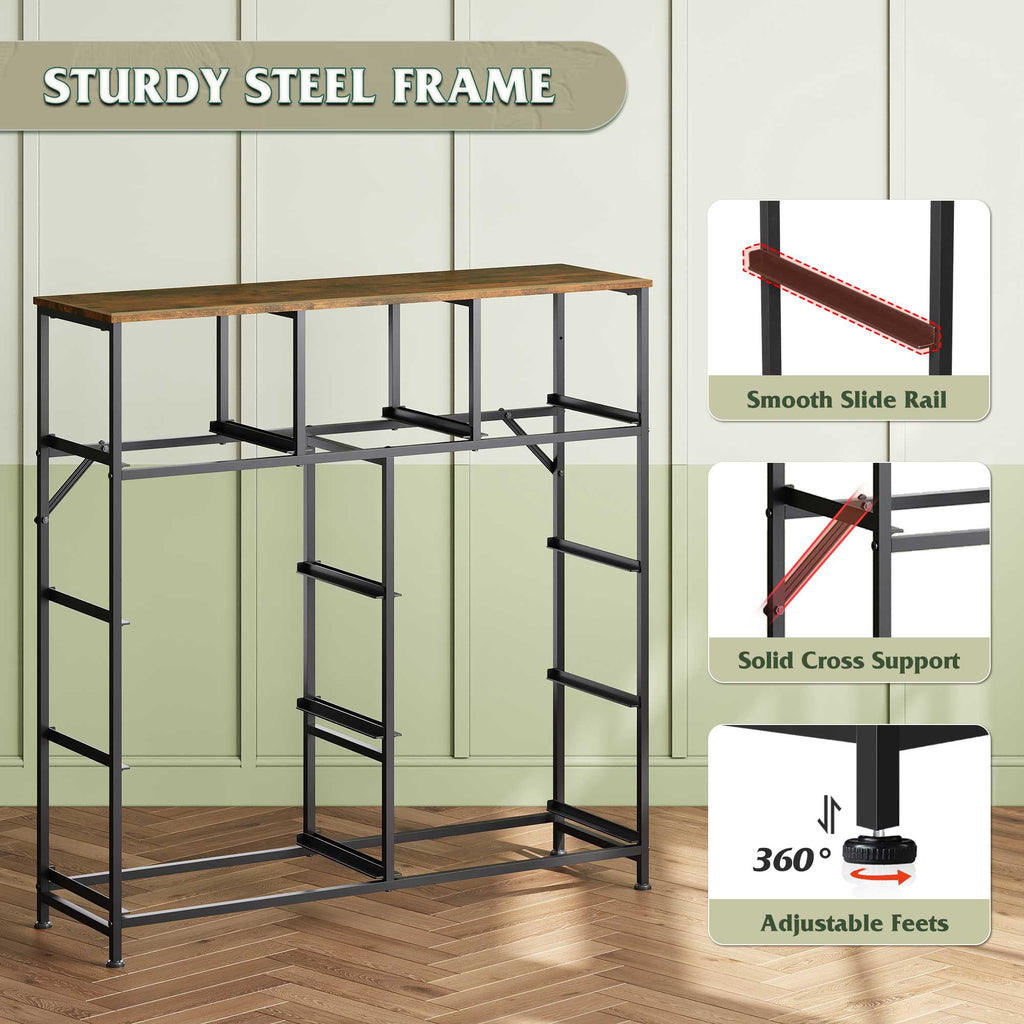 GALAXHERO 9-Drawer Fabric Dresser, Tall Storage Tower for Bedroom, Hallway, Entryway, Closet, Chest Organizer Unit with Fabric Bins, Steel Frame, Wood Top, Wood Grain Print