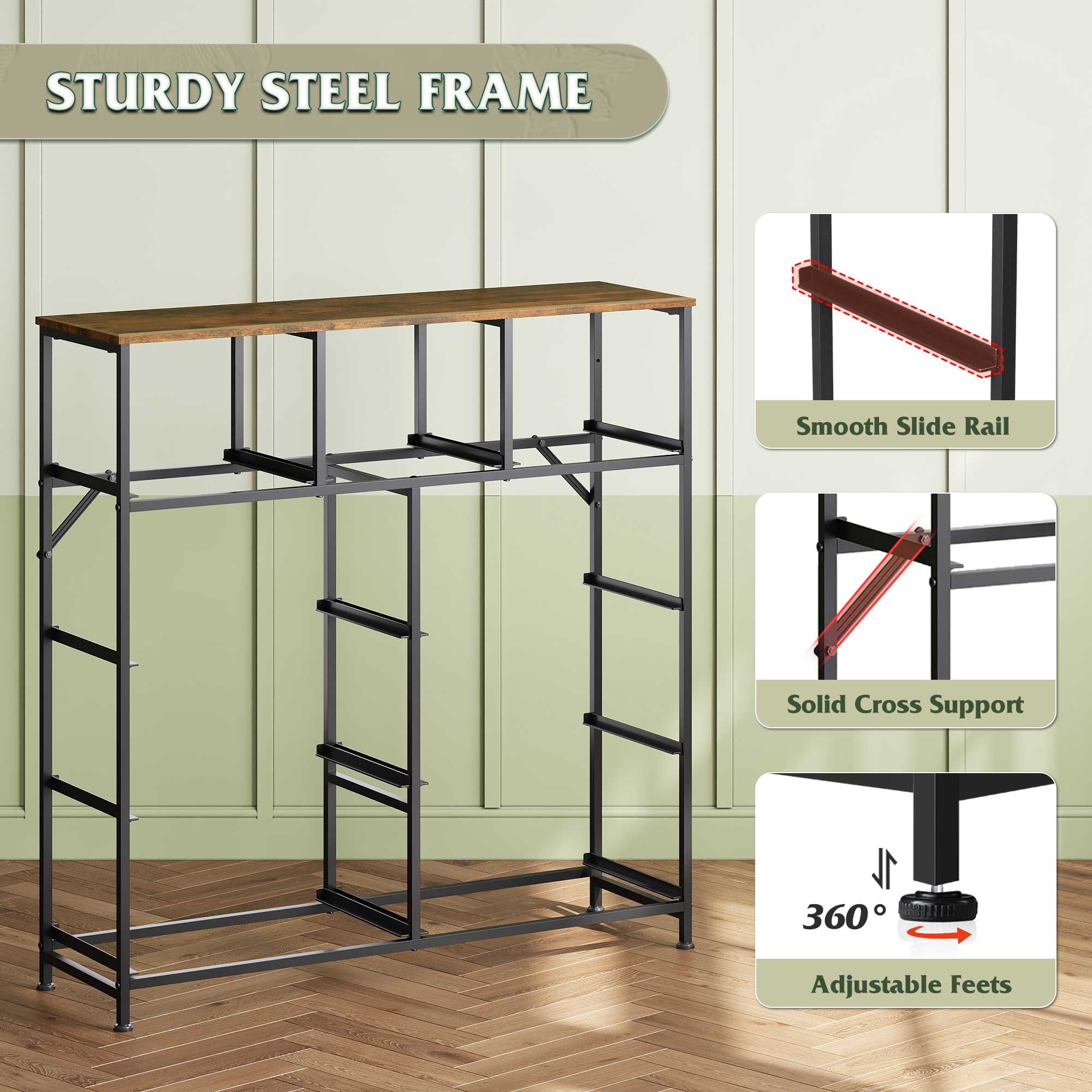 GALAXHERO 9-Drawer Fabric Dresser, Tall Storage Tower for Bedroom, Hallway, Entryway, Closet, Chest Organizer Unit with Fabric Bins, Steel Frame, Wood Top, Wood Grain Print