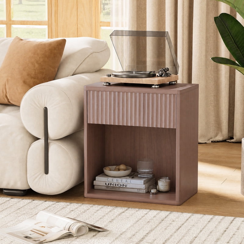 GALAXHERO Nightstands, Farmhouse Night Stand with Drawer and Storage Shelf, Wood Bed Side End Table for Bedroom Living Room