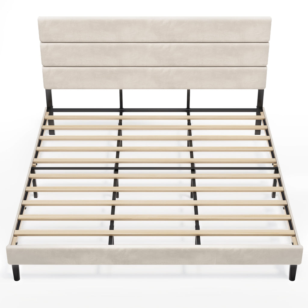 GALAXHERO Upholstered Bed Frame, King Size Bed Frame with Headboard, Platform Bed with Wood Slats, 1500LBS Mattress Foundation, No Box Spring Needed, Easy Assembly, Velvet