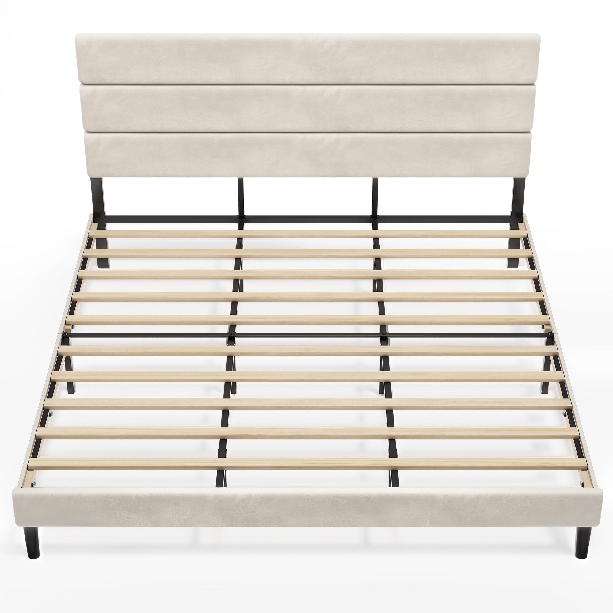GALAXHERO Upholstered Bed Frame, King Size Bed Frame with Headboard, Platform Bed with Wood Slats, 1500LBS Mattress Foundation, No Box Spring Needed, Easy Assembly, Velvet