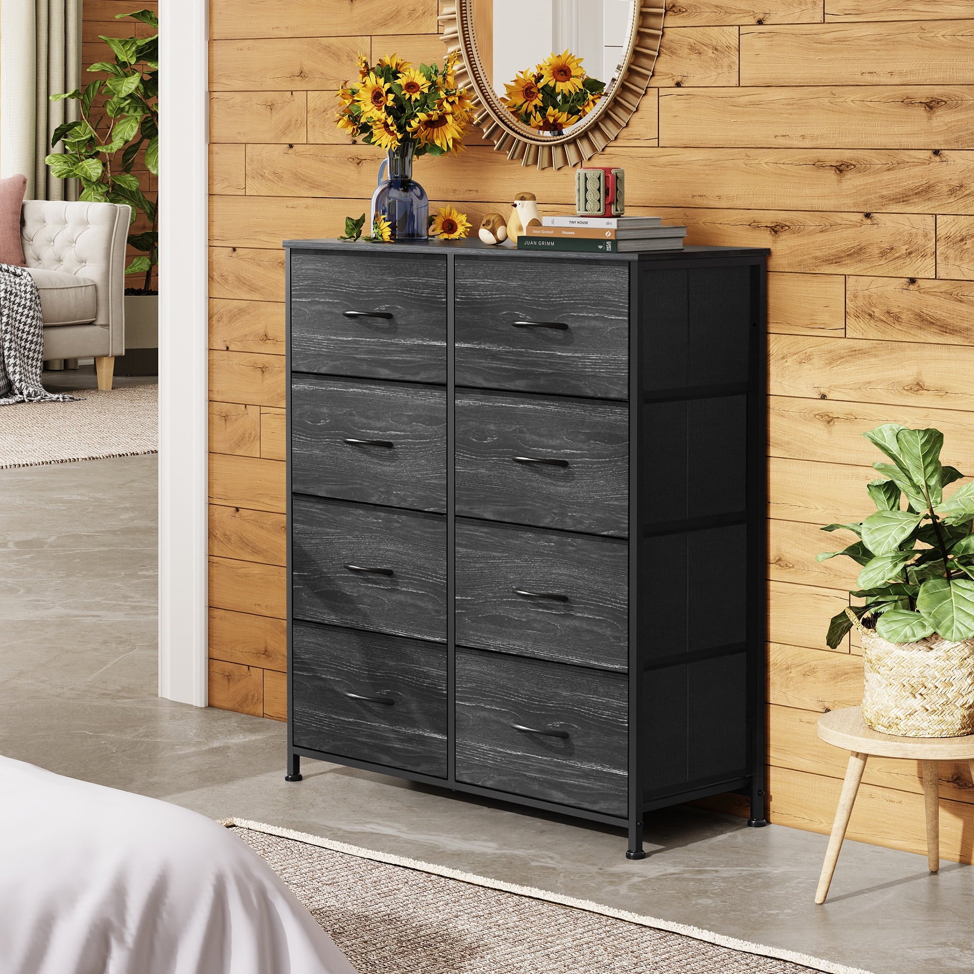 GALAXHERO 8 Drawer Fabric Dresser for Bedroom, Storage Bins Chest of Drawer for Closet, Living Room, Hallway