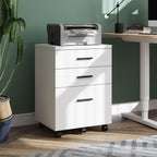 GALAXHERO 3-Drawer Wood File Cabinet, Rolling Under Desk Filing Cabinet for Home Office, Printer Stand with Wheels, White