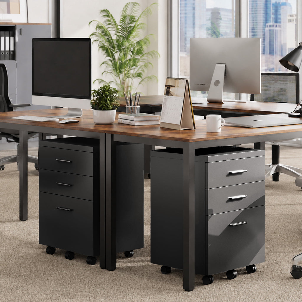 GALAXHERO 3 Drawer Storage Cabinet, Wood Rolling File Cabinet with Whells, Printer Stand Filing Cabinet for Home Office, Fit Letter/A4/Legal