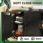 Office Storage Cabinet with Doors and Shelves, Lateral Printer Stand for Office Supplies and File Storage, Filing Cabinet for Home Office, White