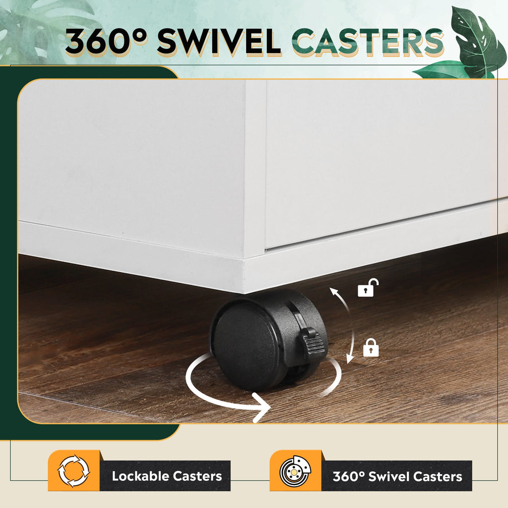 GALAXHERO 5 Drawer Wood File Cabinet, Mobile Printer Stand with Storage and Door for Home Office