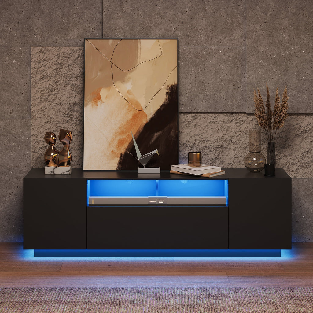 GALAXHERO TV Stand for 65 inch Entertainment Center with LED Lights & Large Storage Cabinet Modern TV Console Stands Table for Living Room Bedroom