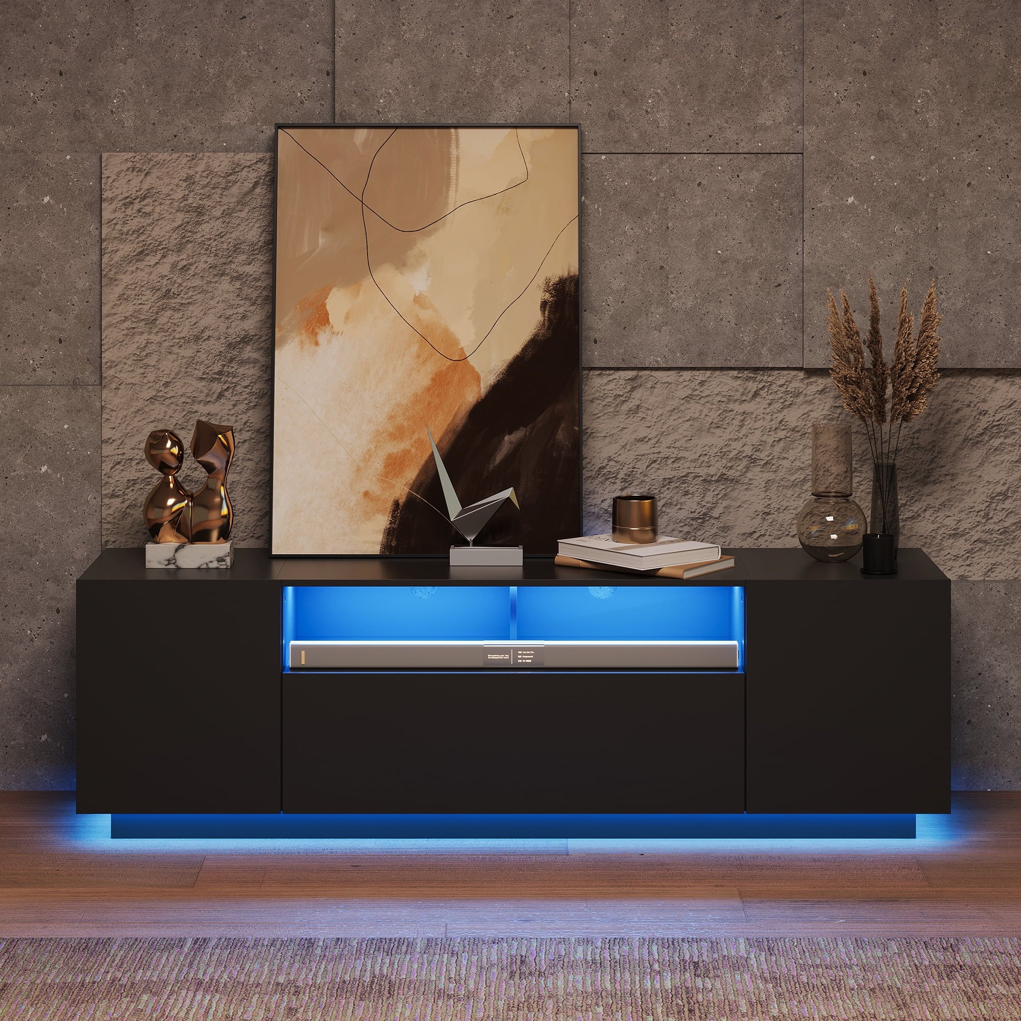 GALAXHERO TV Stand for 65 inch Entertainment Center with LED Lights & Large Storage Cabinet Modern TV Console Stands Table for Living Room Bedroom