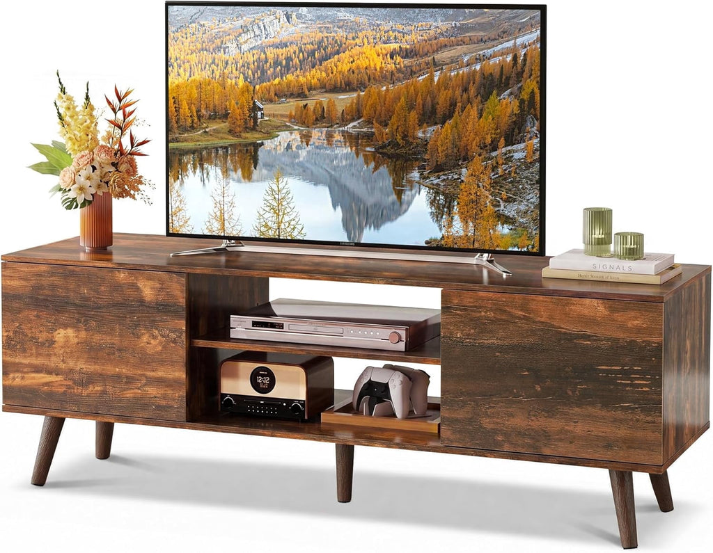 GALAXHERO TV Stand for 55 60 inch TV Rustic Entertainment Center with Storage Cabinets TV Console for Living Room, Long TV Cabinet