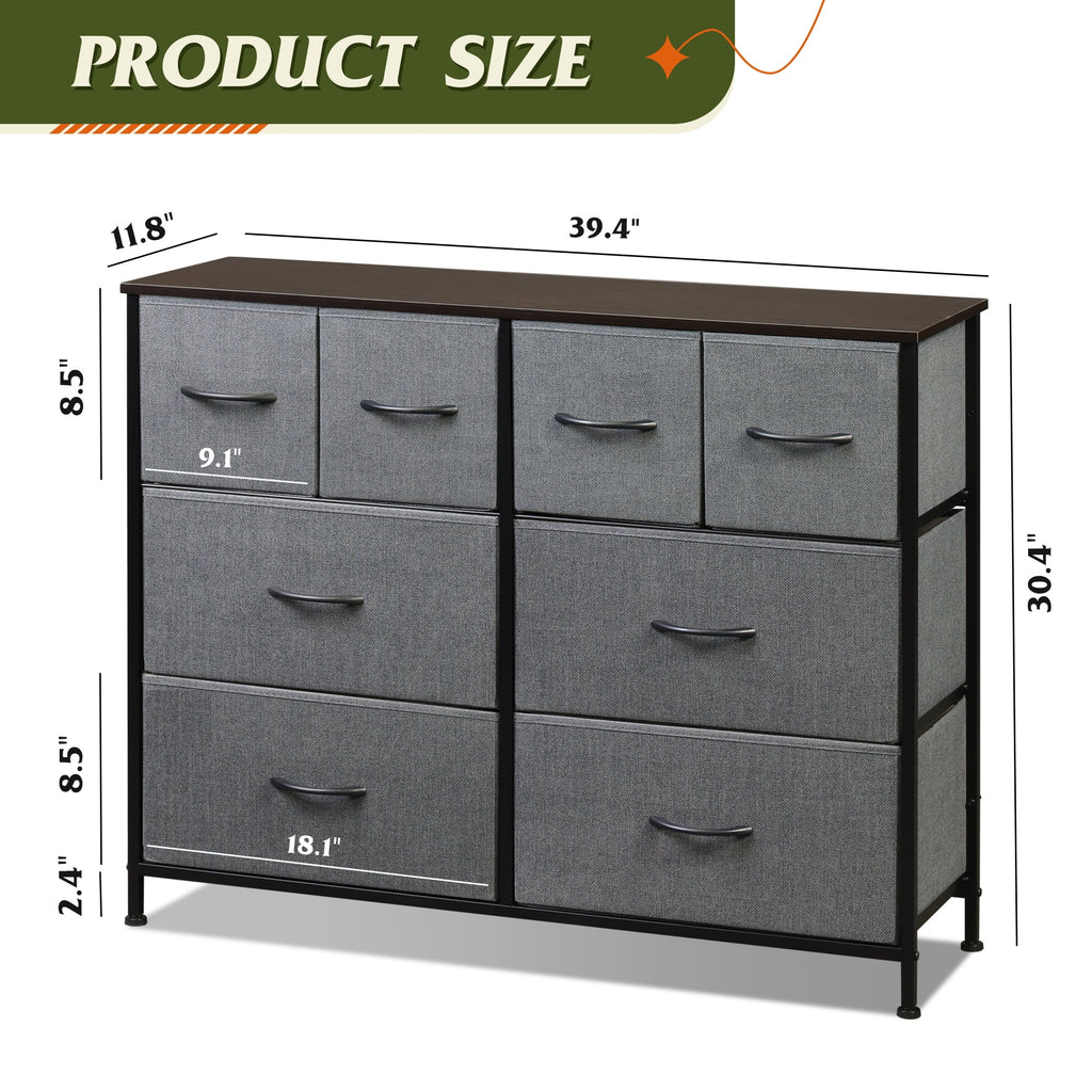 GALAXHERO 8 Drawers Dresser for Bedroom, Wide Fabric Storage Chest Drawers for Closet, Entryway