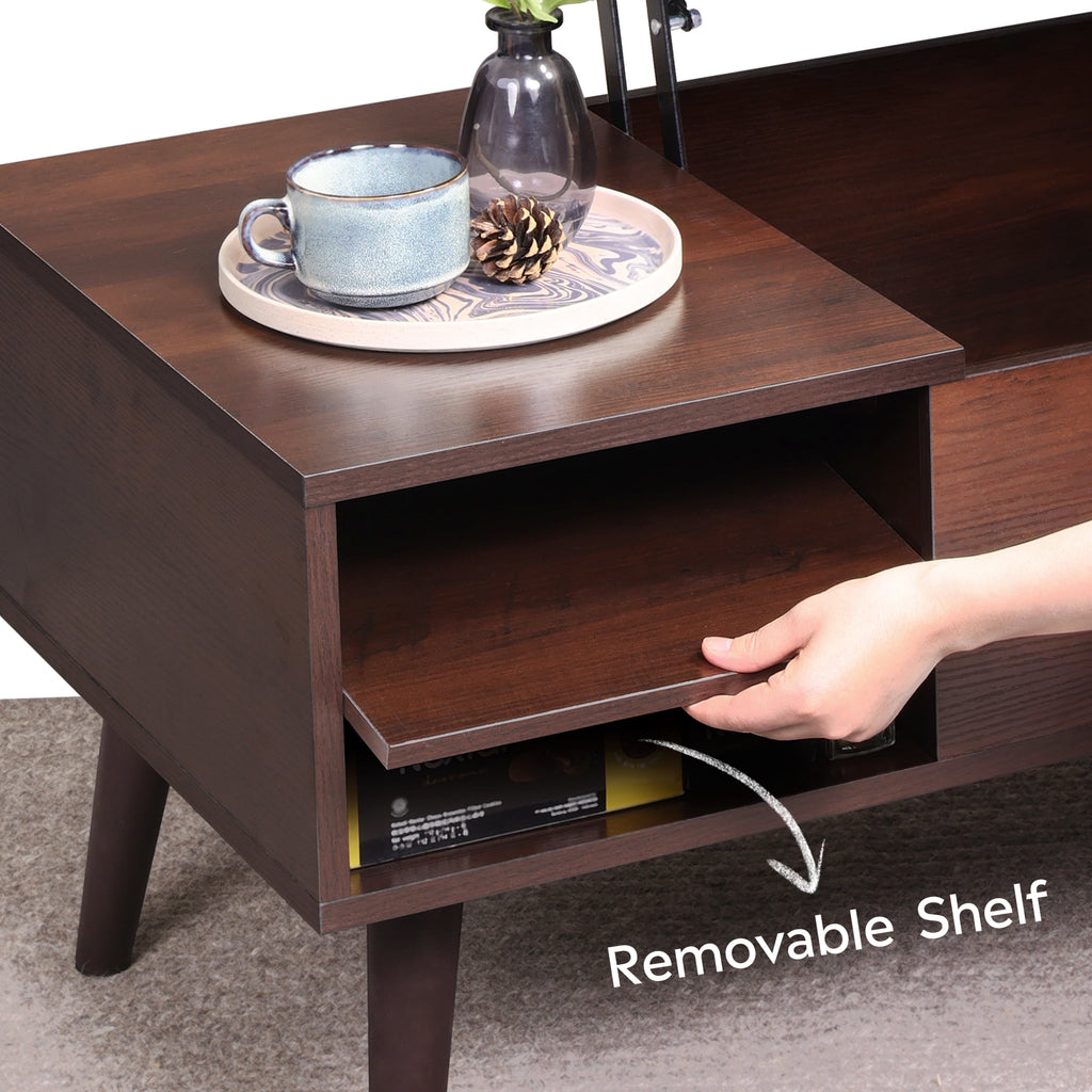 GALAXHERO Coffee Table with Removable Storage Shelves Lift Top Small Coffee Table for Living Room