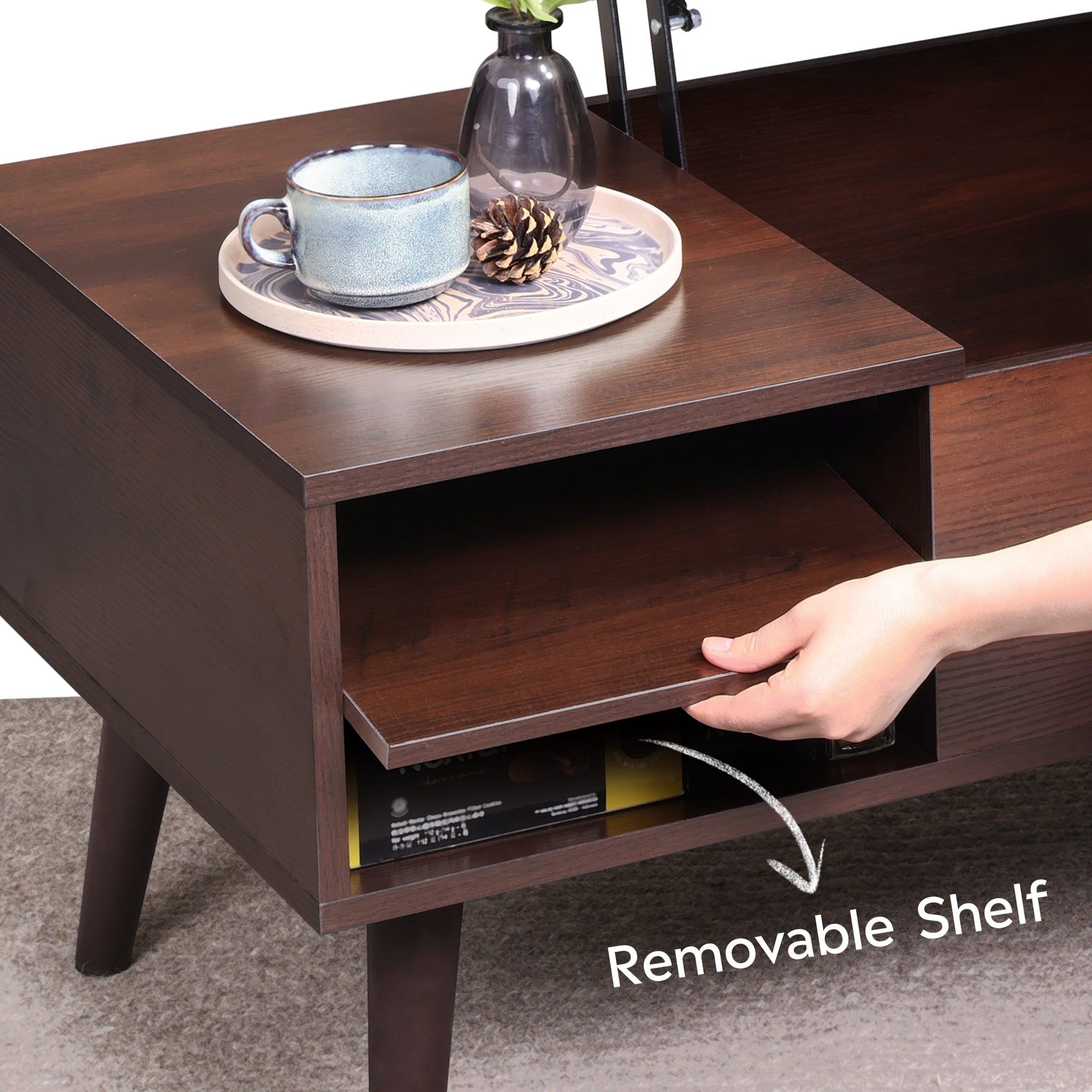 GALAXHERO Coffee Table with Removable Storage Shelves Lift Top Small Coffee Table for Living Room