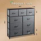 GALAXHERO Dresser 9-Drawer Fabric Storage Tower Chest for Bedroom, Hallway, Entryway, Closet with Fabric Bins, Steel Frame, Wood Top, Easy Pull Handle, Dark Grey