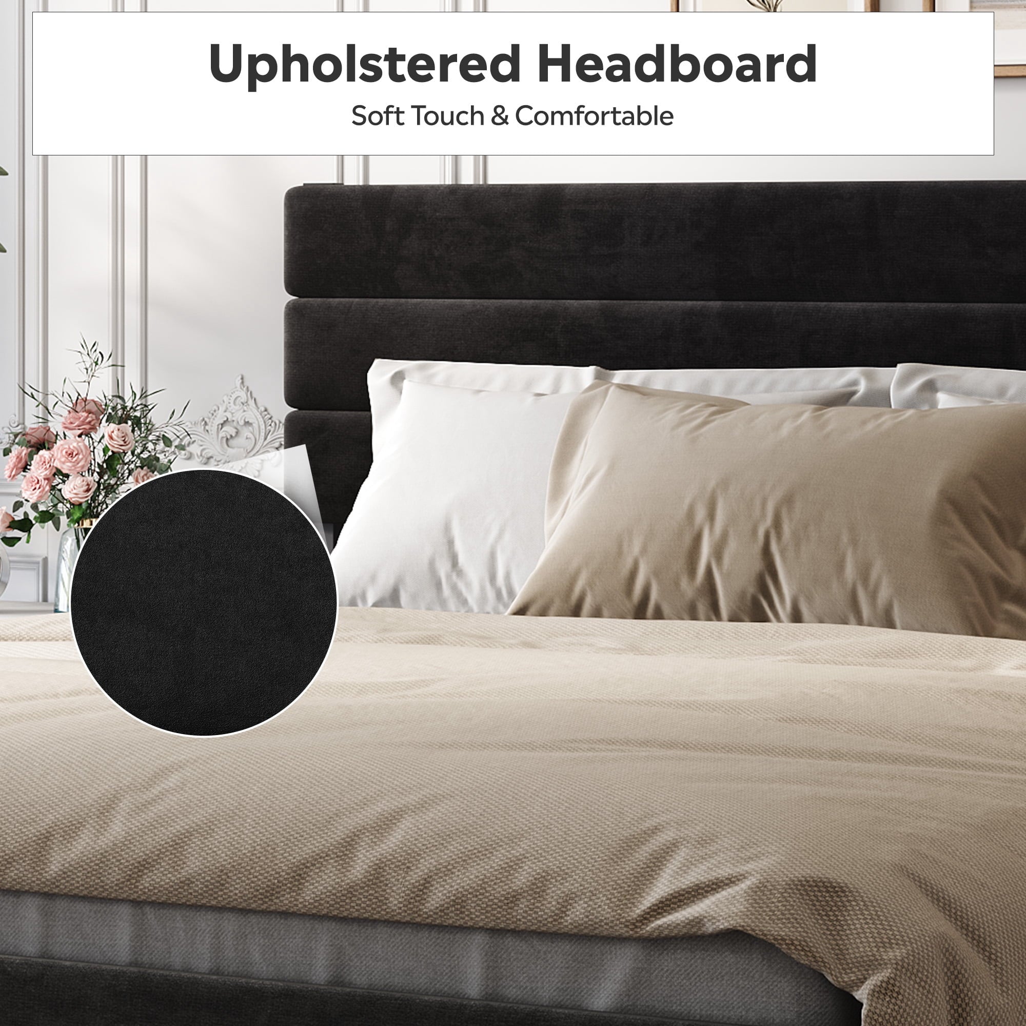 GALAXHERO King Size Upholstered Bed Frame with 4 Storage Drawers and Headboard, Velvet Platform Bedframe, Sturdy Metal & Wooden Slats Support, No Box Spring Needed, Easy Assembly