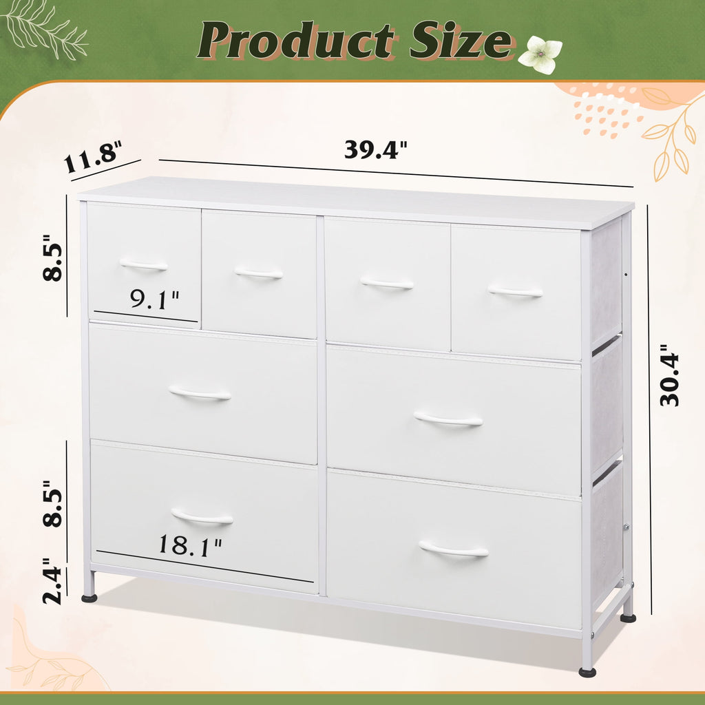 GALAXHERO 8-Drawer Dresser for Bedroom, Wide Fabric Chest of Drawers for Storage and Organization, Closet Hallway and Living Room Use