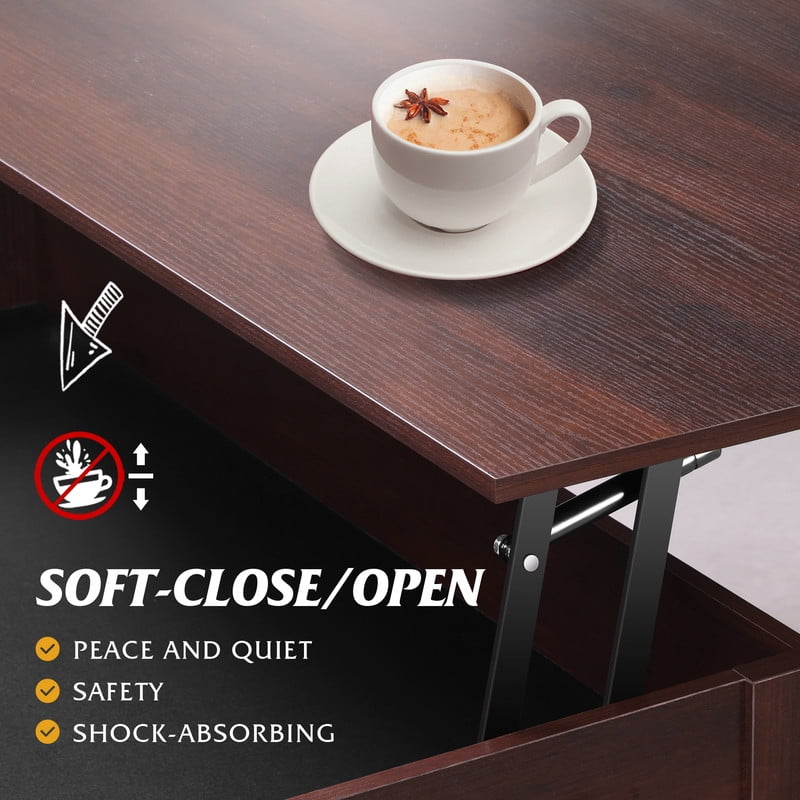 GALAXHERO Coffee Table, 39" Lift Top Coffee Table with Hidden Compartment, Storage Drawers and Storage Shelf for Living Room, Reception Room, Espresso