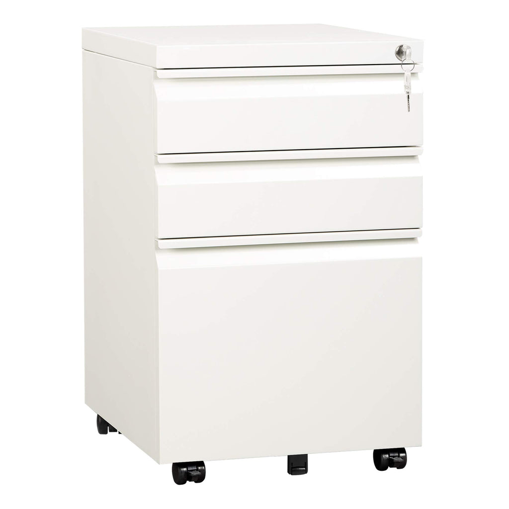 GALAXHERO 3 Drawer Metal File Cabinet with Lock, Mobile Printer Cabinet & Small Under Desk Filing Cabinet for Home Office, Fits Legal/Letter/A4