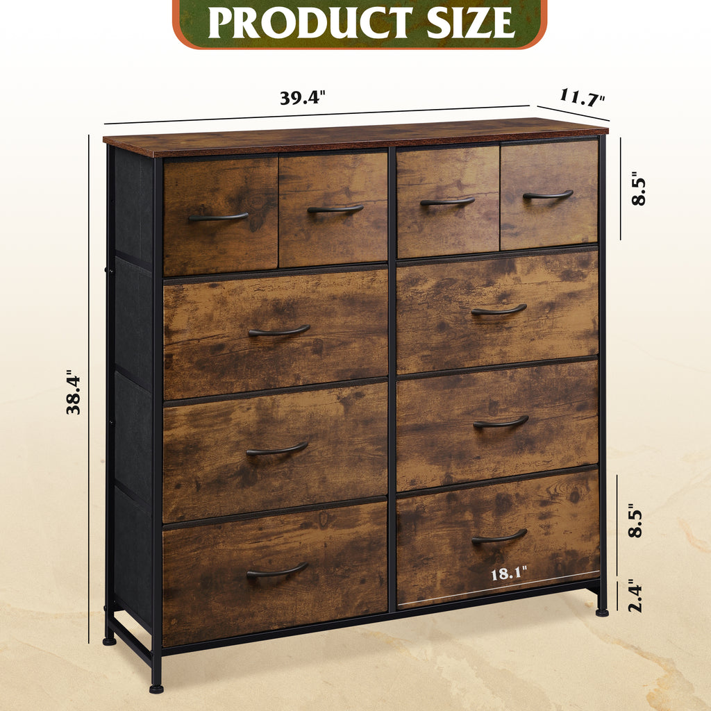 GALAXHERO Dresser for Bedroom with 10 Drawers, Wide Fabric Dresser for Storage and GALAXHERO Organization, Chest of Drawers for Living Room, Hallway, Closet