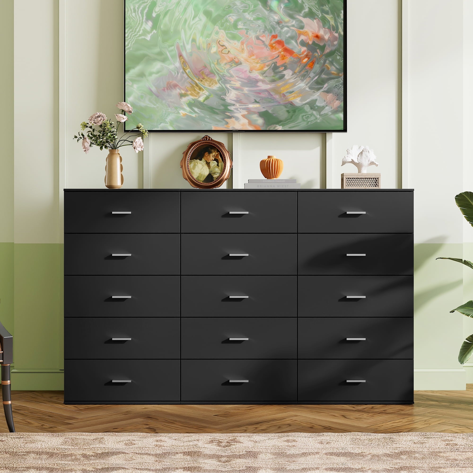 GALAXHERO 5 Drawers Dresser, Chest of Drawers for Bedroom, Tall Wood Storage Cabinet with Metal Handle for Living Room, Closet, Hallway