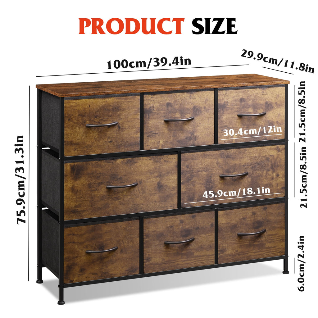 GALAXHERO 8 Drawer Dresser, Fabric Storage Unit for Bedroom, Large Drawer Chest for Entryway & Living Room, 59" x 30" x 16"