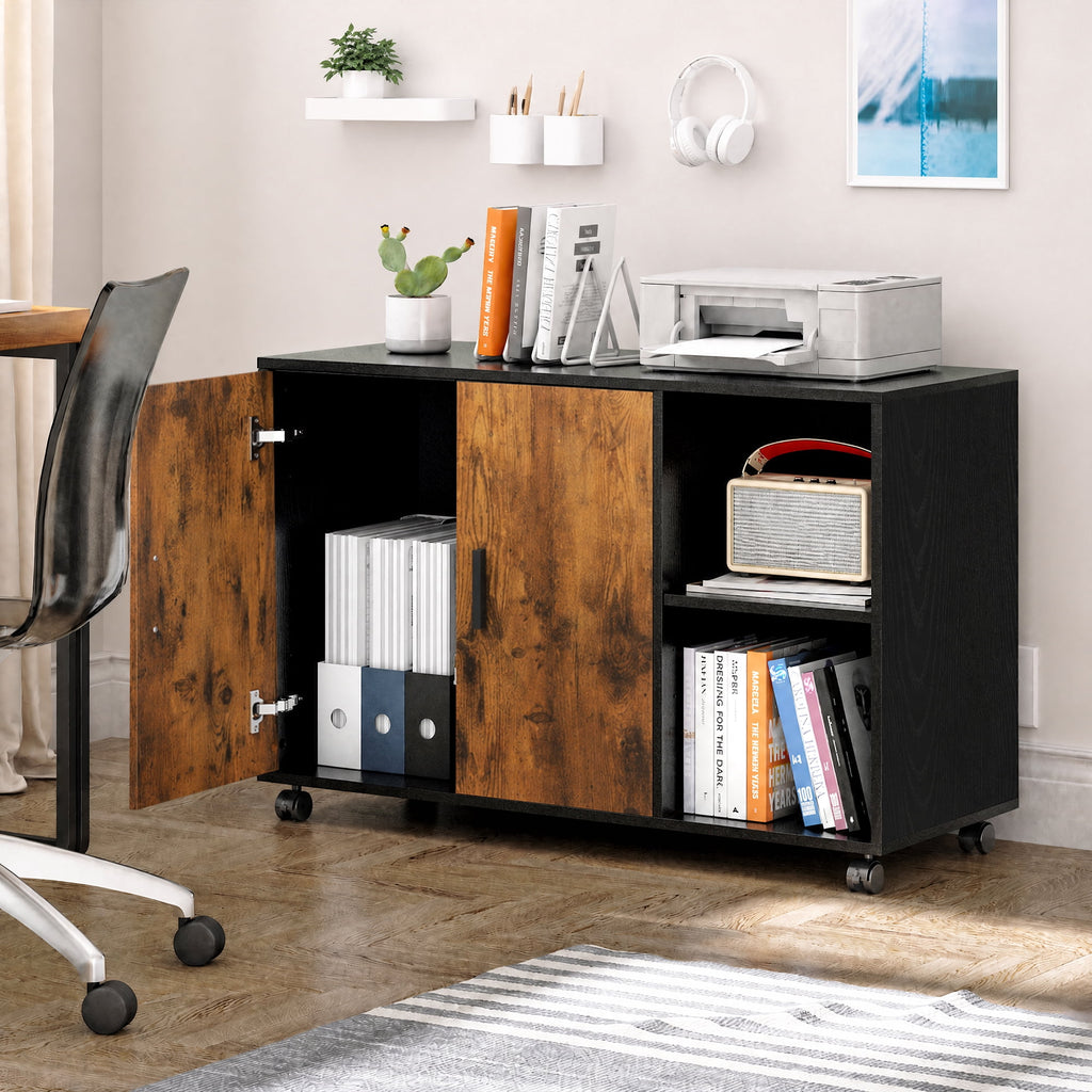 GALAXHERO Wood Storage Cabinets with Doors and Shelves, Lateral File Cabinet & Printer Stand with Storage for Home Office
