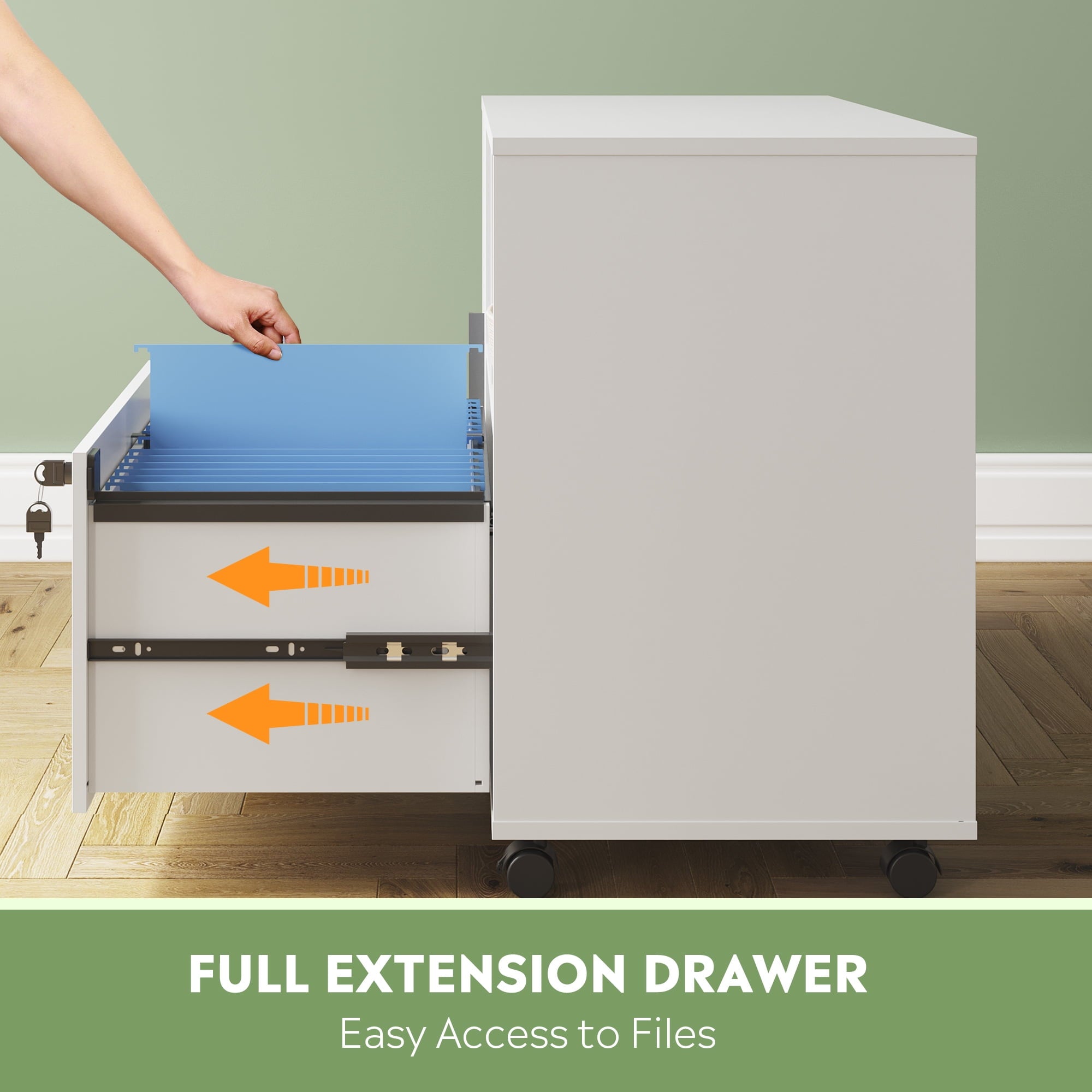 GALAXHERO Lateral File Cabinet with Lock, Rolling Wood Cabinet for Home Office, Printer Stand with Shelf, Fit Legal/A4 Size