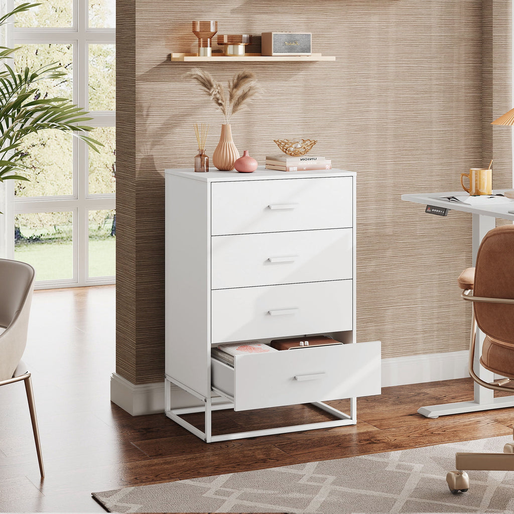 GALAXHERO 4 Drawer Dressers for Bedroom, Wooden Chest of Drawers for Closet, Living Room, Hallway