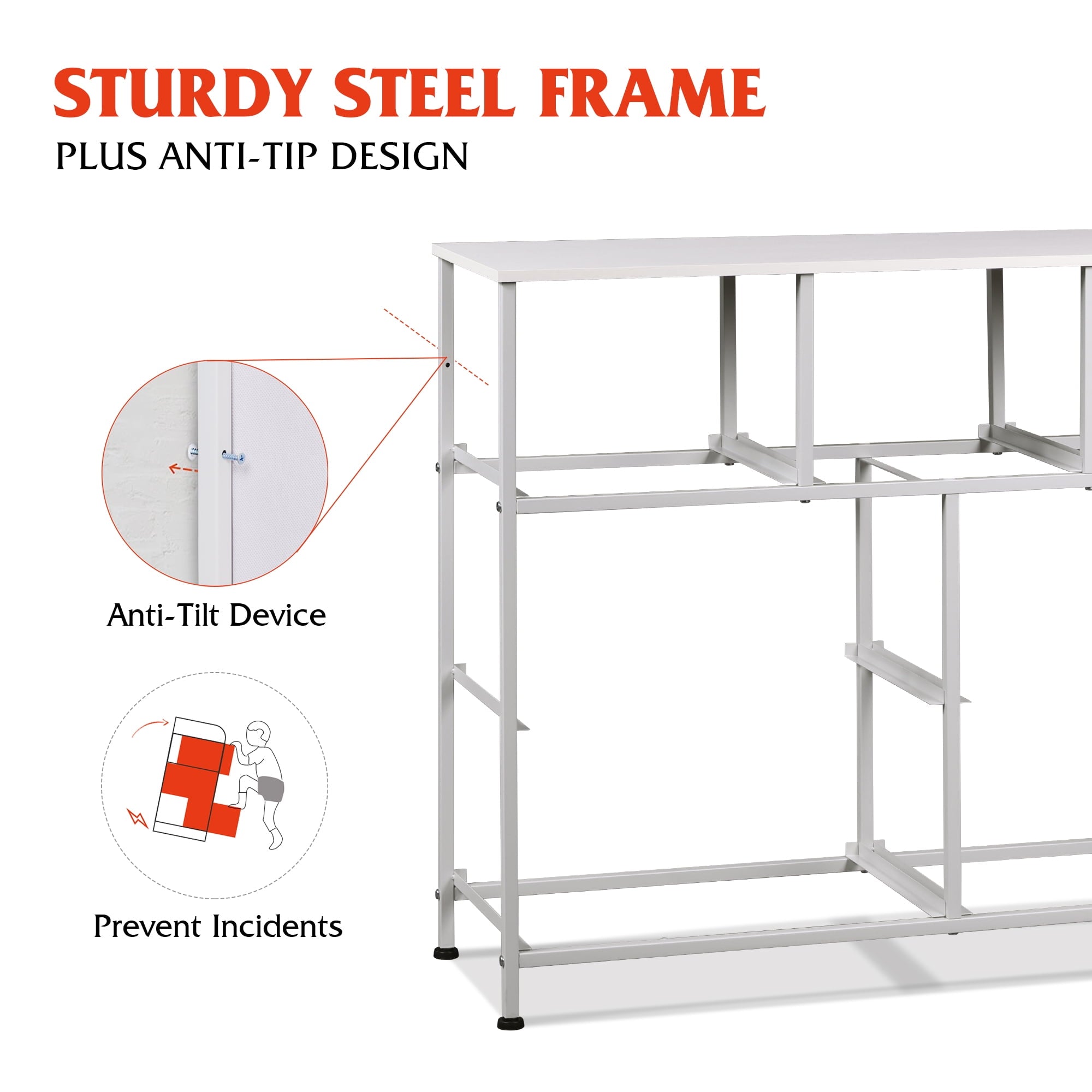 GALAXHERO 7 Drawer Dresser, TV Stands for 45" TV, Chest of Drawers with Fabric Bin for Bedroom, Living Room, Entryway