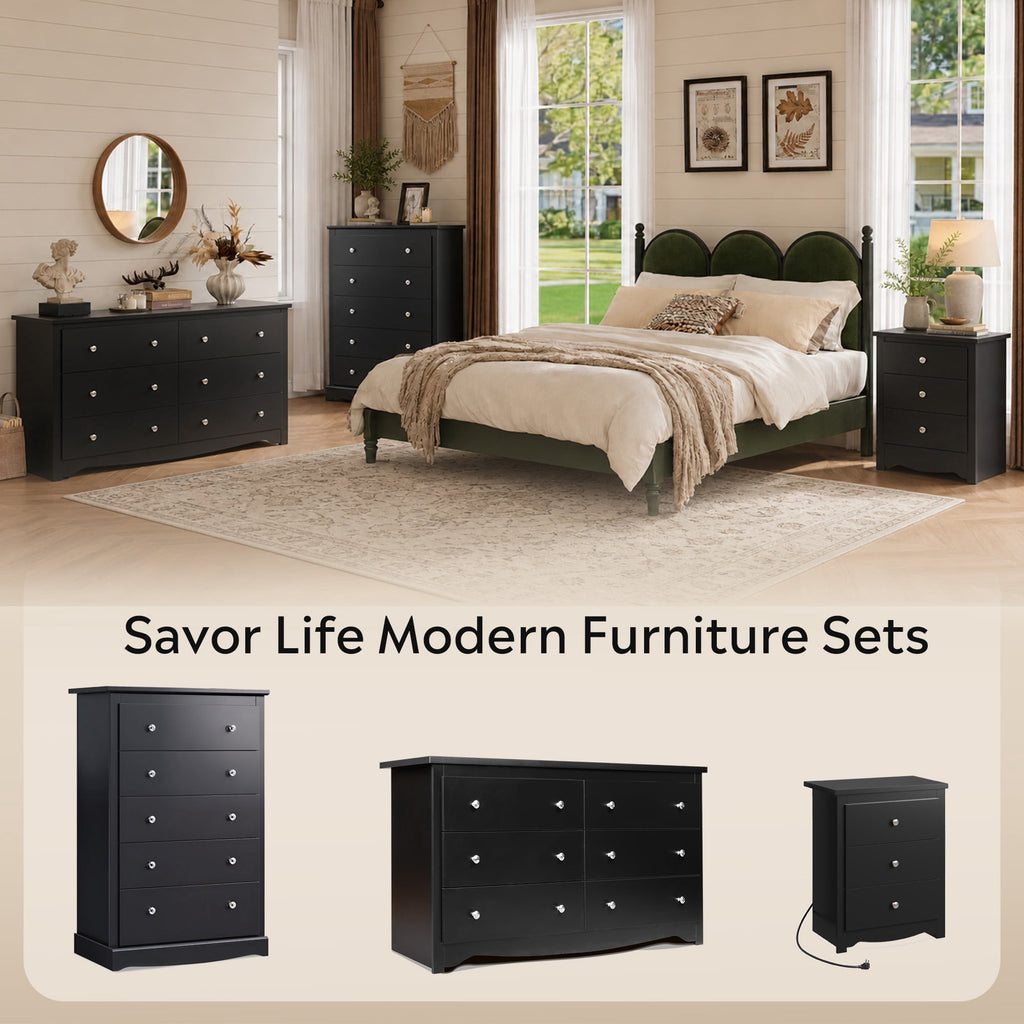 GALAXHERO 5 Drawer Dresser for Bedroom, Retro Wood Chest of Drawers, Tall Dresser with Round Metal Handle for Living Room, Hallway, Closet