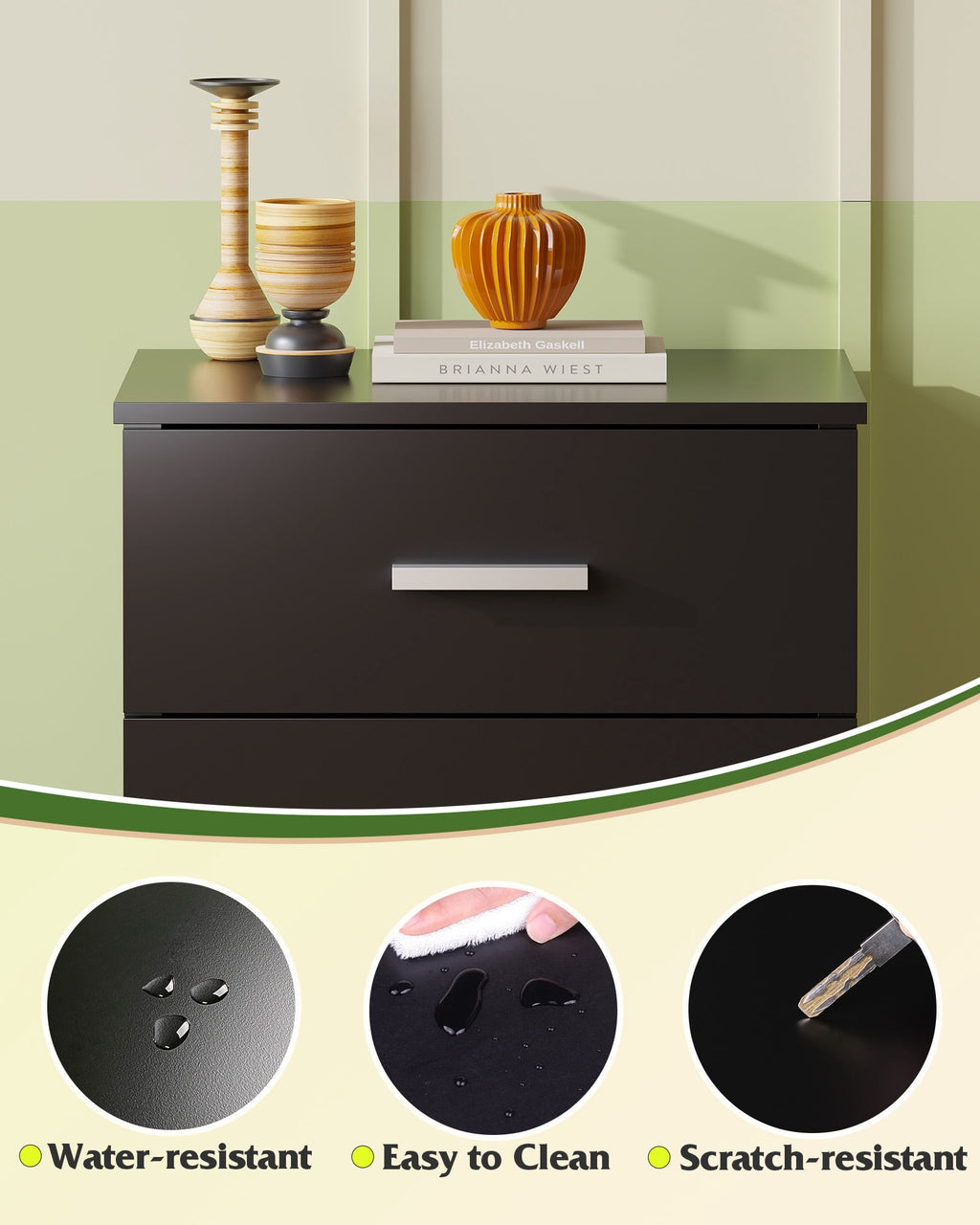 GALAXHERO 3 Drawer Night Stands for Bedroom, Tall Nightstand with Storage Cabinets, Wooden Bedside Table End Table for Living Room