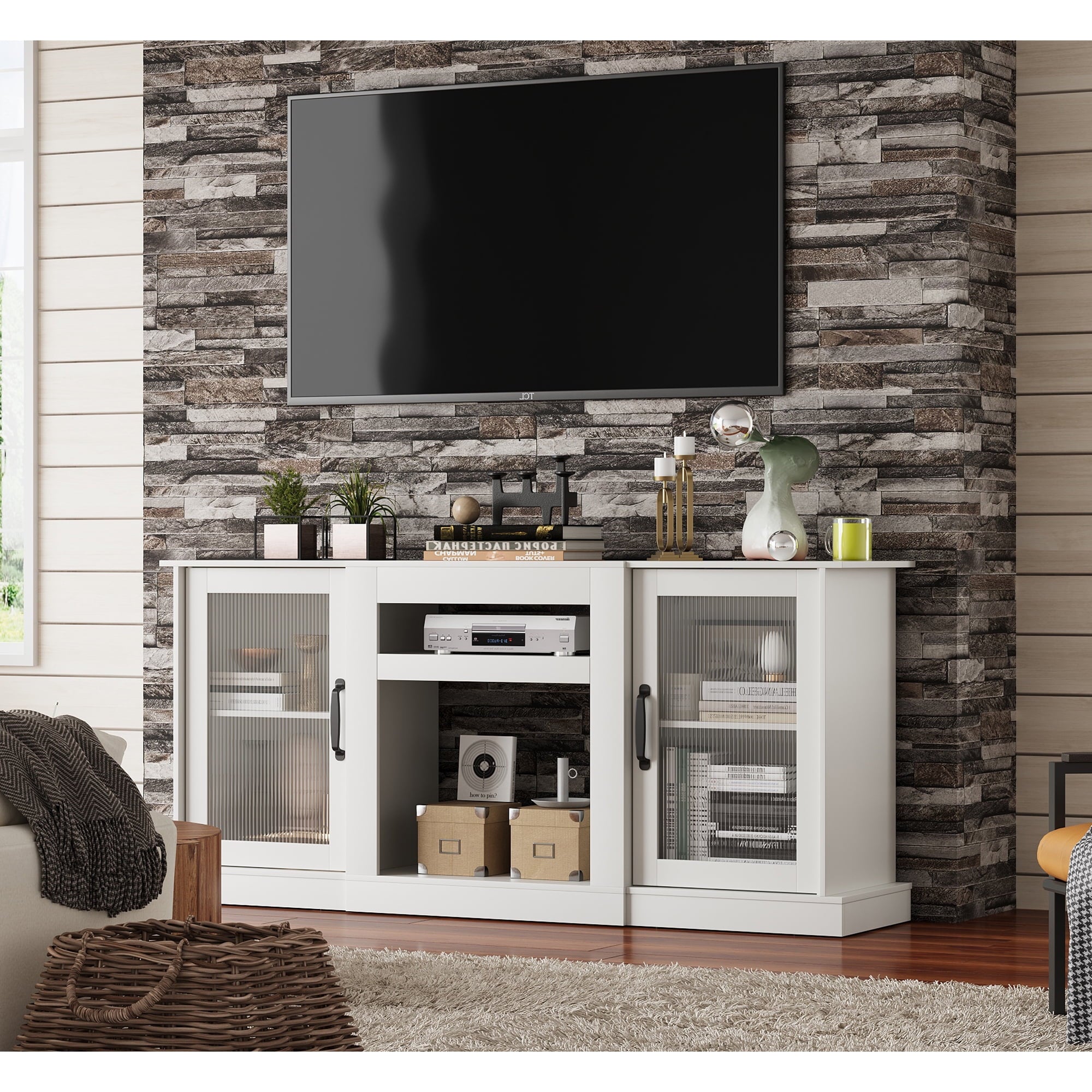 GALAXHERO TV Stand for 65 inch TV Media Console Cabinet with Storage and Open Shelves Entertainment Center for Living Room, Bedroom