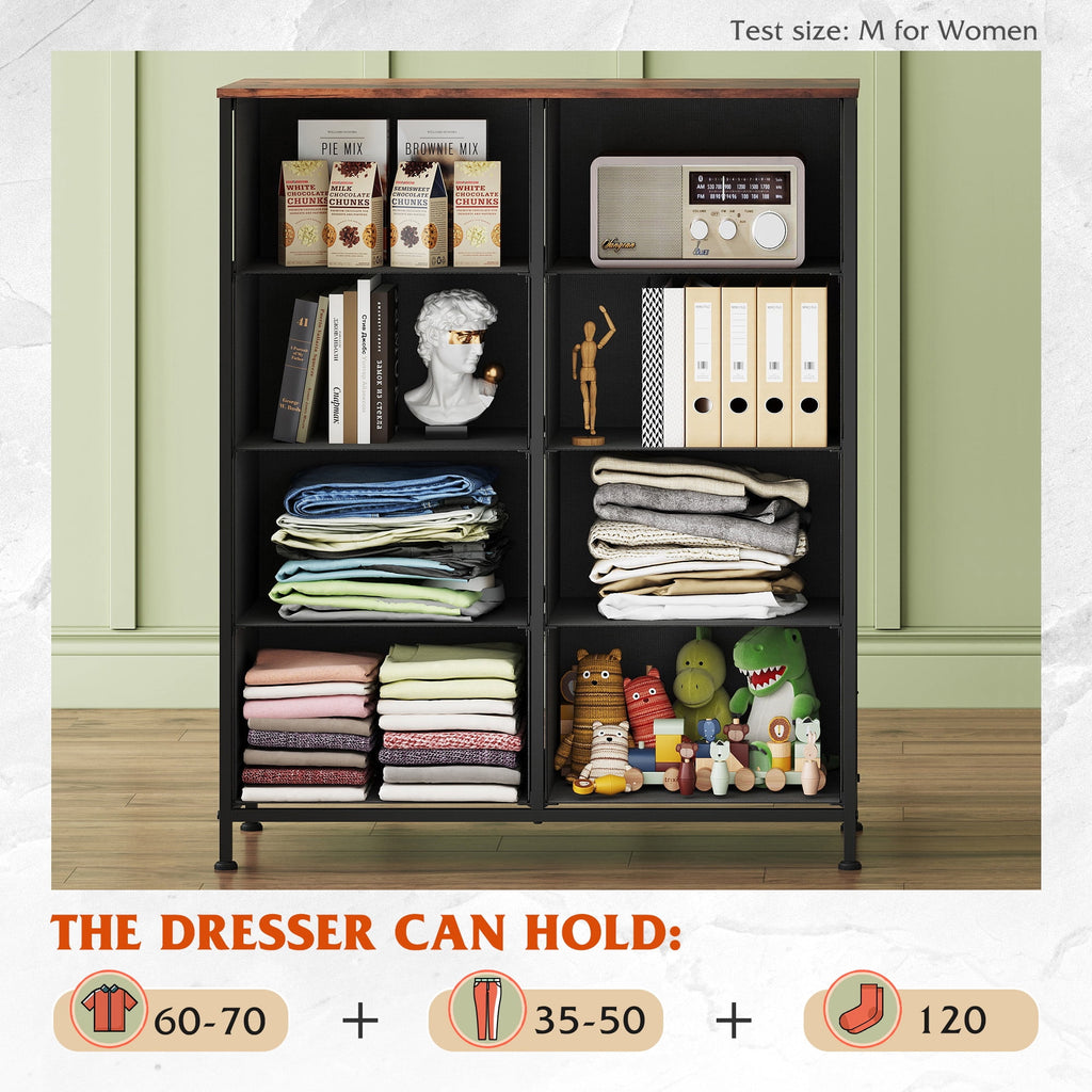 GALAXHERO 8 Drawer Fabric Dresser for Bedroom, Storage Bins Chest of Drawer for Closet, Living Room, Hallway