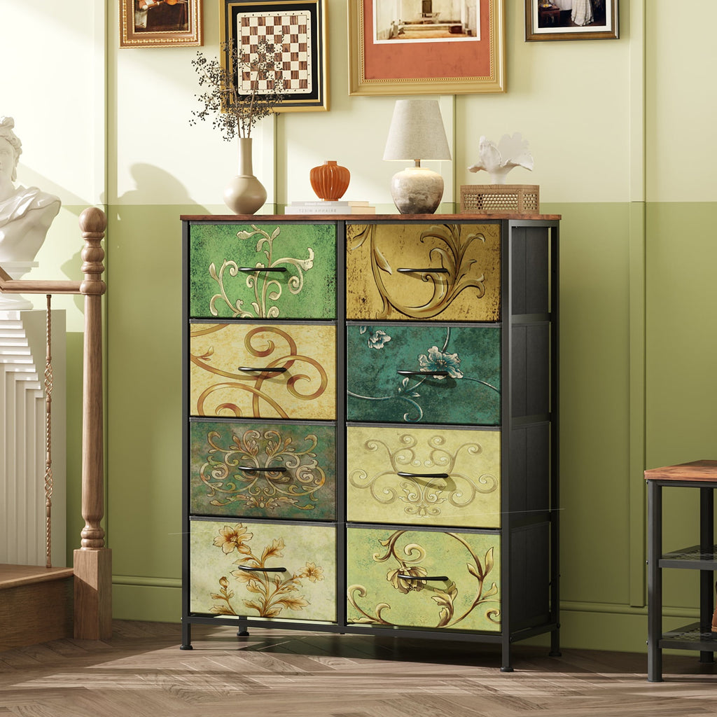 GALAXHERO 8 Drawer Fabric Dresser for Bedroom, Storage Bins Chest of Drawer for Closet, Living Room, Hallway